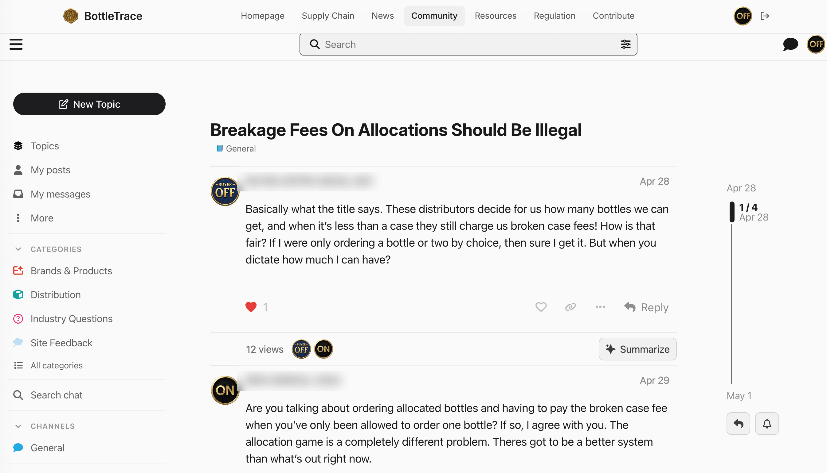BottleTrace Exchange forum for verified alcohol trade professionals